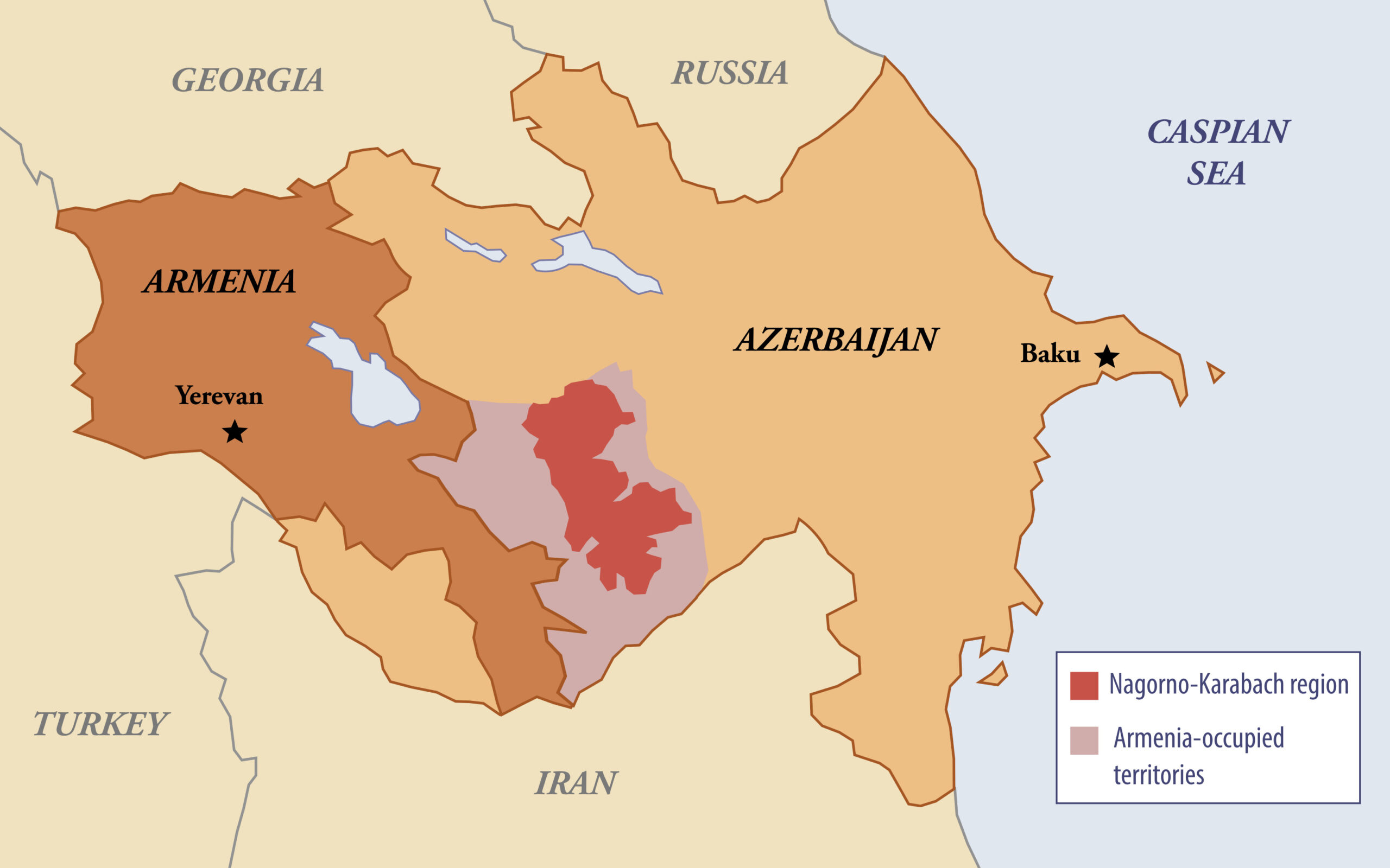 Illustration map of the NagornoKarabakh region between Armenia and